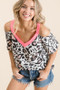 BiBi Leopard Print Top with Shoulder Cut Out