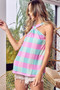 BiBi Multi Color Plaid Brushed Neck Tank