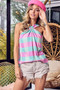 BiBi Multi Color Plaid Brushed Neck Tank