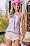 BiBi Multi Color Plaid Brushed Neck Tank