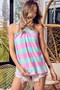 BiBi Multi Color Plaid Brushed Neck Tank