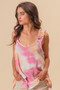 BiBi Tie Dye Printed Textured Woven with Ruffled