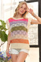 ADORA Eyelet Sleeve Multi Color Crochet Top