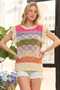 ADORA Eyelet Sleeve Multi Color Crochet Top