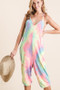 BiBi Tie Dye French Terry Mid-Length Casual Jumpsuit
