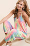 BiBi Tie Dye French Terry Mid-Length Casual Jumpsuit
