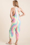 BiBi Tie Dye French Terry Mid-Length Casual Jumpsuit