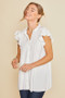 Annie Wear Ruffle Sleeve Shirred Flowy Woven Tunic Shirts