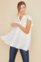 Annie Wear Ruffle Sleeve Shirred Flowy Woven Tunic Shirts
