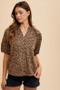 Annie Wear Animal Print Knit Volume Sleeve Blouse