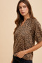 Annie Wear Animal Print Knit Volume Sleeve Blouse