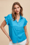Annie Wear Relaxed Fit Ruffle Sleeve Woven Blouse Top