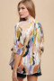 Annie Wear Multi Color Printed V-Neck Open Woven Blouse Top