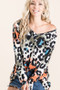 BiBi Gradation Leopard Print Soft Knit Deep U Neck Top