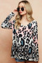 BiBi Gradation Leopard Print Soft Knit Deep U Neck Top