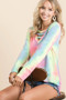 BiBi Tie Dye French Terry V-Neck Top with Strapped