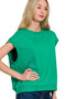 Zenana French Terry Round Neck Cap Sleeve T-Shirt
