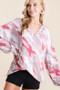 BiBi Tie Dye French Terry Top with Balloon Sleeves