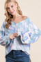 BiBi Tie Dye French Terry Top with Balloon Sleeves