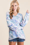 BiBi Tie Dye French Terry Top with Balloon Sleeves