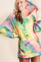 BiBi Tie Dye Terry Hoodie with Kangaroo Pocket
