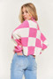 ADORA Plus Size Comfy Checkered Colorblock Sweater Top