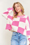 ADORA Plus Size Comfy Checkered Colorblock Sweater Top