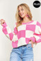ADORA Plus Size Comfy Checkered Colorblock Sweater Top