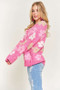 ADORA Full Size Floral Popped 2-Tone Sweater Top Plus Size