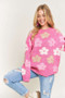 ADORA Full Size Floral Popped 2-Tone Sweater Top Plus Size