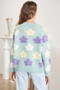 ADORA Full Size Floral Popped 2-Tone Sweater Top Plus Size
