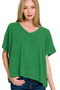 Zenana Ribbed V-Neck Short-Sleeve Knit Top