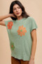 Annie Wear Large Flower Embo Dolman Sleeve Summer Sweater Top