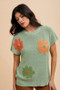 Annie Wear Large Flower Embo Dolman Sleeve Summer Sweater Top