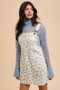 Annie Wear Stretch Ditsy Print Denim Overall Mini Dress