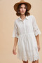 Annie Wear Embroidered Scallop Edge Detail Mini Shirt Dress