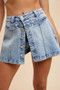 Annie Wear Button Detail Stretch Denim Wrap Mini Skort