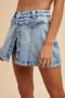 Annie Wear Button Detail Stretch Denim Wrap Mini Skort