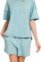 Zenana Acid Washed Short Sleeve Tee & Shorts Set