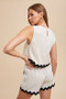 Annie Wear Ric Rac Trim Detailed Top & Shorts Set