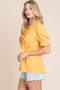 Lime 'N' Chili Solid Ruffled Deep V-Neck Puff Sleeve Babydoll Top