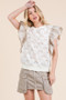 Lime 'N' Chili Ruffle Cap Sleeve Embroidered Eyelet Blouse