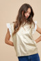 Annie Wear Mix Media Metallic Knit Ruffle Sleeve Top