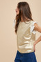 Annie Wear Mix Media Metallic Knit Ruffle Sleeve Top