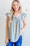 And The Why Plaid Print Smocked Detail Ruffle Baby Doll Top