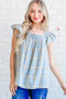 And The Why Plaid Print Smocked Detail Ruffle Baby Doll Top