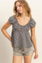 HYFVE Gingham Scoop Neck Cap Sleeve Blouse