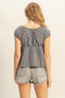 HYFVE Gingham Scoop Neck Cap Sleeve Blouse
