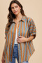 Annie Wear Oversized Drop Shoulder Striped Woven Shirt