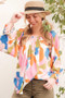 Lime 'N' Chili Abstract Print Off-the-shoulder Long Sleeve Top